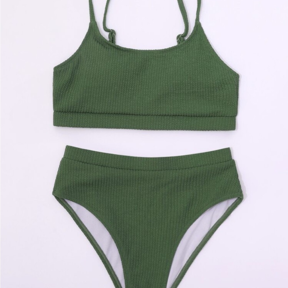 Green Ribbed Bikini Set - Picture 3 of 10